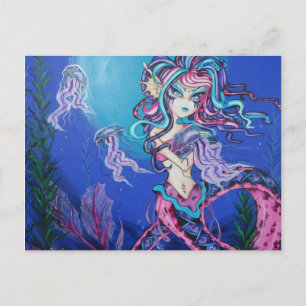 Cyber Goth Mermaid Jelly Fish Fantasy Postcard Postkarte