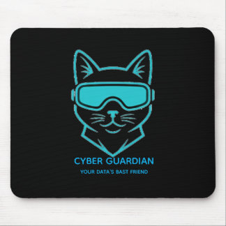 Cyber Guardian Neon Cat Gaming-Mauspad - Tech Blau Mousepad