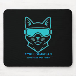 Cyber Guardian Neon Cat Gaming Mousepad - Tech Blu