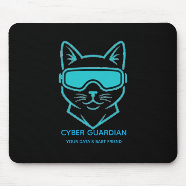 Cyber Guardian Neon Cat Gaming Mousepad - Tech Blu (Vorne)