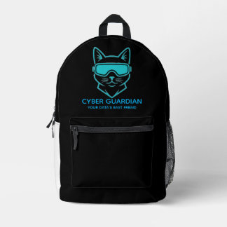 Cyber Guardian Neon Cat - Professionelle Technik & Bedruckter Rucksack