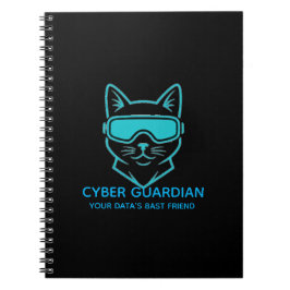Cyber Guardian Neon Cat - Professionelle Technik & Notizblock