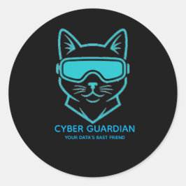 Cyber Guardian Neon Cat - Tech & Laptop Vinyl Stic Runder Aufkleber