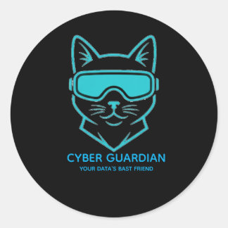 Cyber Guardian Neon Cat - Tech & Laptop Vinyl Stic Runder Aufkleber