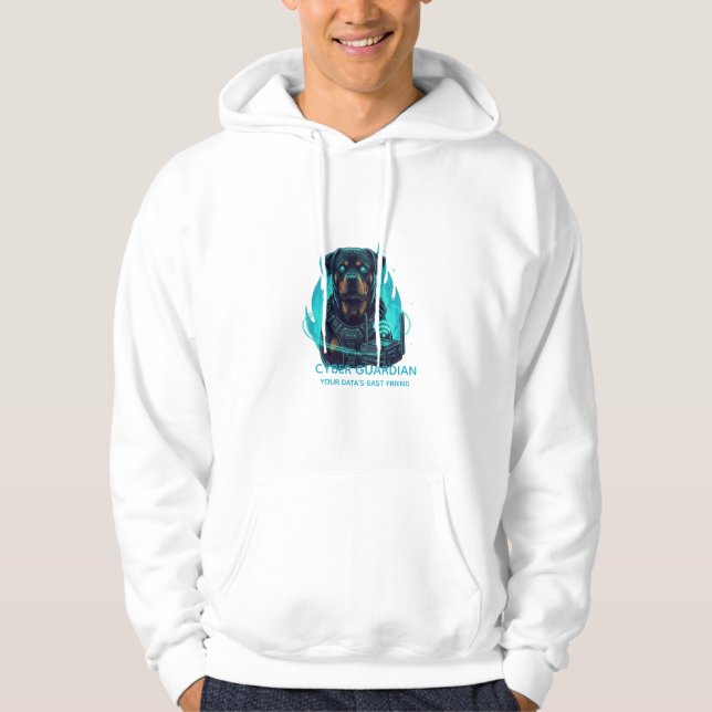 Cyber Guardian Rottweiler Blue Flame - Tech Profi Hoodie (Vorderseite)
