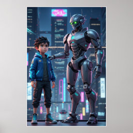 Cyber Guardian | Sci-Fi-Roboter- und Kinderkunstpo Poster