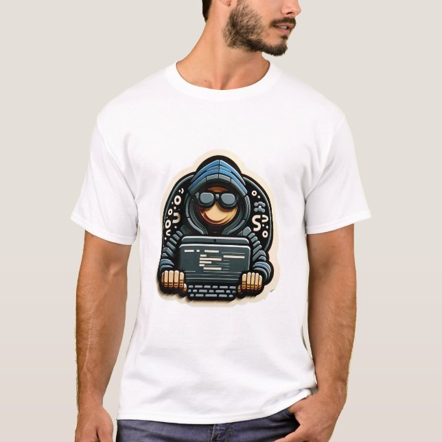 Cyber Hoodie Coder: Futuristic Tech Enthusiast T-S T-Shirt (Vorderseite)