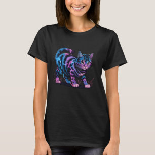 Cyber-Katze Blitz Elektrisches Leuchten Futuristis T-Shirt