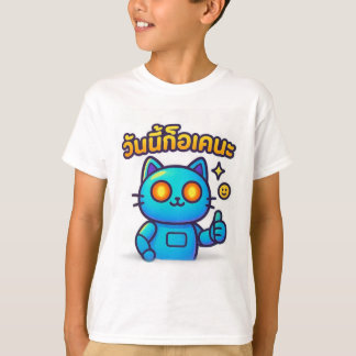 Cyber-Katze Daumen hoch Jungen-T-Shirt T-Shirt