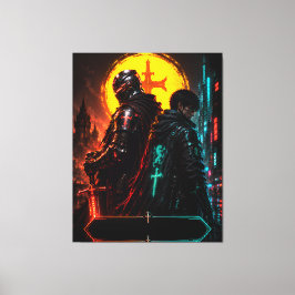 Cyber Knight Vater-Sohn-Leinwandkunst Leinwanddruck