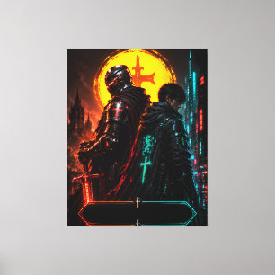Cyber Knight Vater-Sohn-Leinwandkunst Leinwanddruck