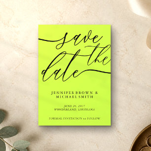 Cyber Lime Jet Black Benutzerdefinierte Foto-Kalli Save The Date
