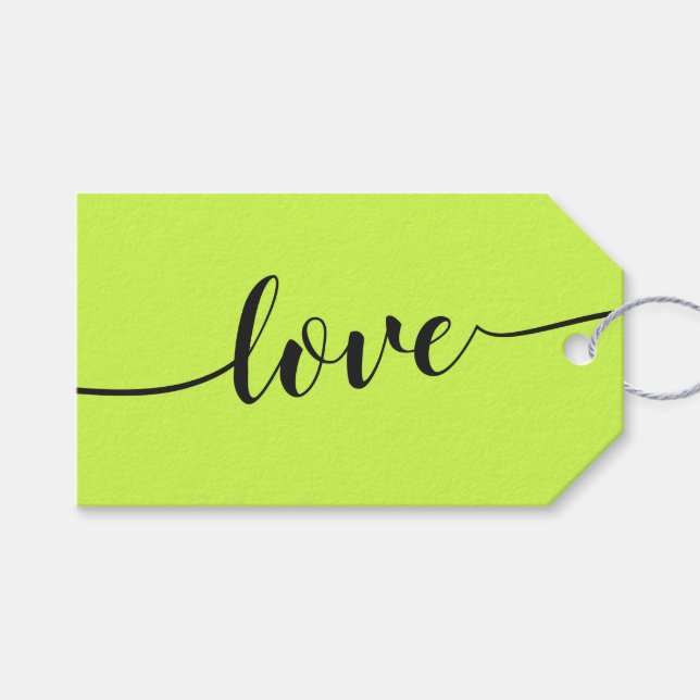 Cyber Lime Jet Black Cheers Einfache Liebe Geschenkanhänger (Vorderseite (Horizontal))