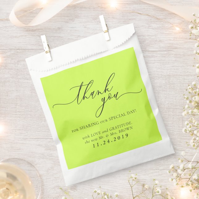 Cyber Lime Jet Black Formal Minimalist Wedding Geschenktütchen (Ausgeschnitten)