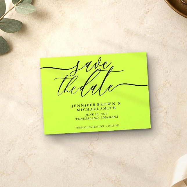 Cyber Lime Jet Black Hochzeit Termin Foto Save The Date (Von Creator hochgeladen)