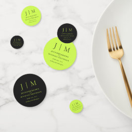 Cyber Lime Jet Black Monogram Klassische Hochzeit Konfetti