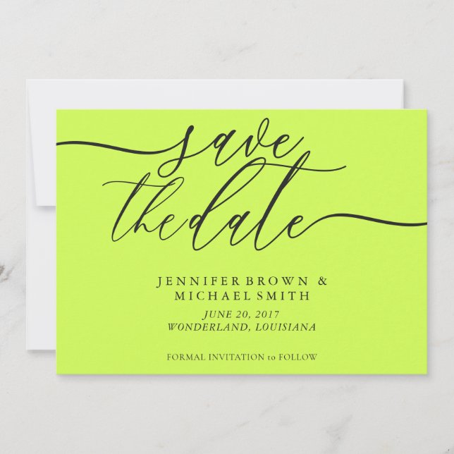 Cyber Lime Jet Black Wedding Save Date Photo Save The Date (Vorderseite)