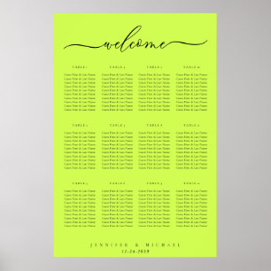 Cyber Lime Jet Black Willkommens-Hochzeitstisch-Si Poster