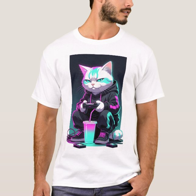 Cyber Lounge Cat T-Shirt (Vorderseite)