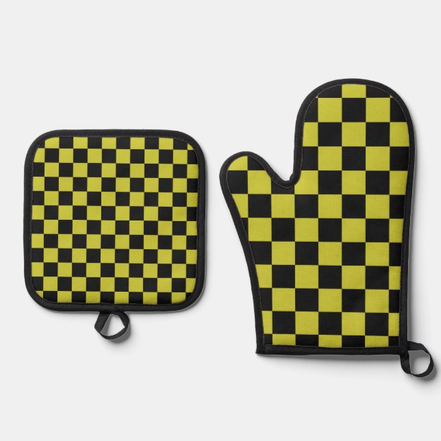 Cyber lyme checkerboard pattern ofenhandschuh & Topflappen-Set (Vorderseite)