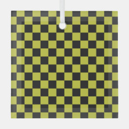 Cyber lyme checkerboard pattern ornament aus glas