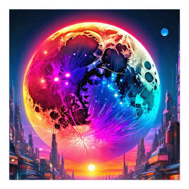 Cyber Mond Fotodruck (Vorne)