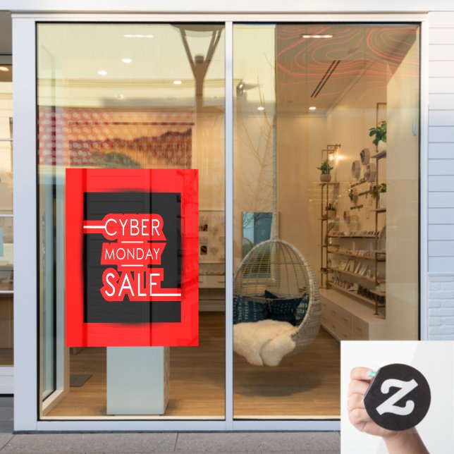 Cyber Monday Black Red Business Sale Banner Fensteraufkleber (Schaufenster)