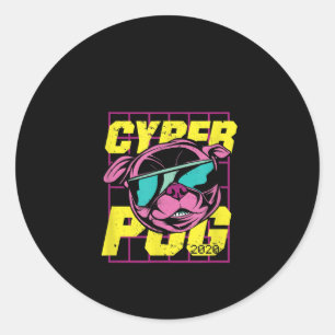 Cyber Mops 2021 Funny Hund Mops Design Runder Aufkleber
