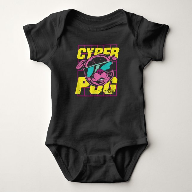 Cyber-Mops | Cooler Mops Hund Baby Strampler (Vorderseite)