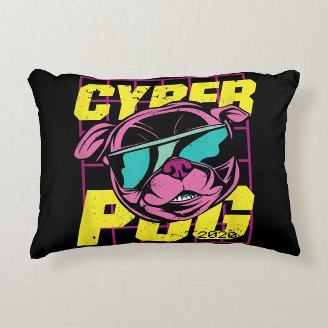 Cyber-Mops | Cooler Mops Hund Dekokissen (Vorderseite)