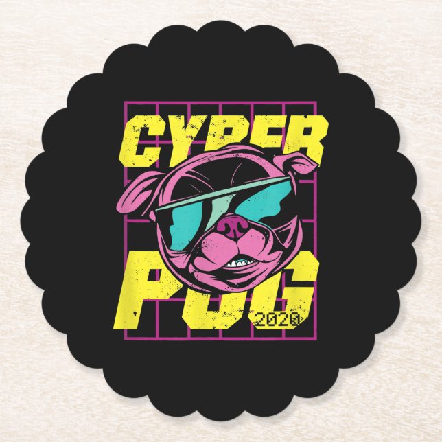 Cyber-Mops | Cooler Mops Hund Untersetzer (Vorderseite)