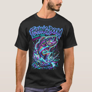 Cyber-Neon-Kunst zum Fischereiboom T-Shirt
