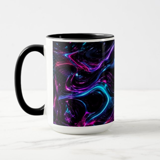 Cyber Neon Obsidian Morgen Kaffeetasse Ästhetik (Links)