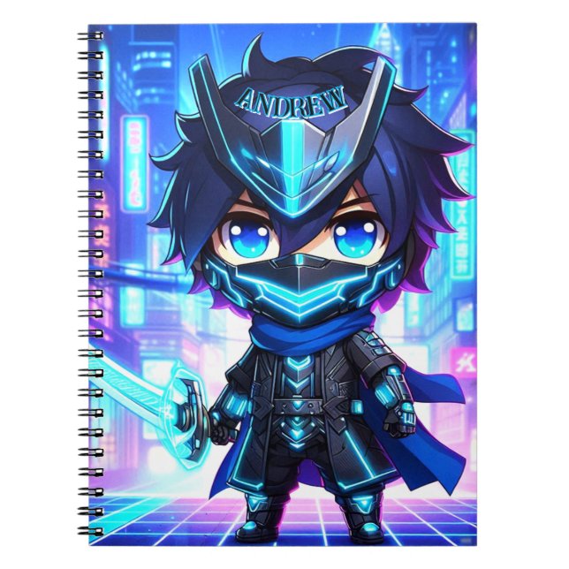 Cyber Ninja Chronicles - Futuristic Anime Notebook Notizblock (Vorderseite)
