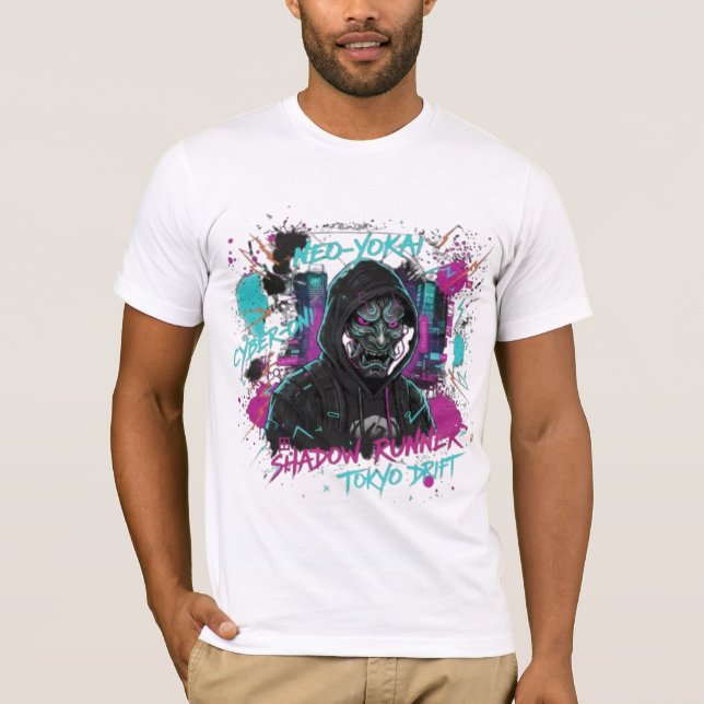 CYBER-NINJA GHOST PROTOCOL | Futuristic Oni Mask S T-Shirt (Vorderseite)