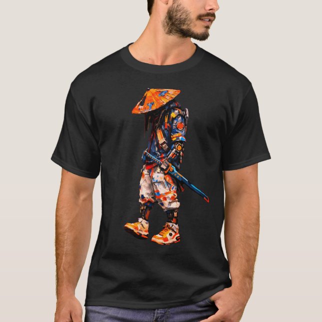 Cyber Ninja Palette Knife Neon Orange T-Shirt (Vorderseite)