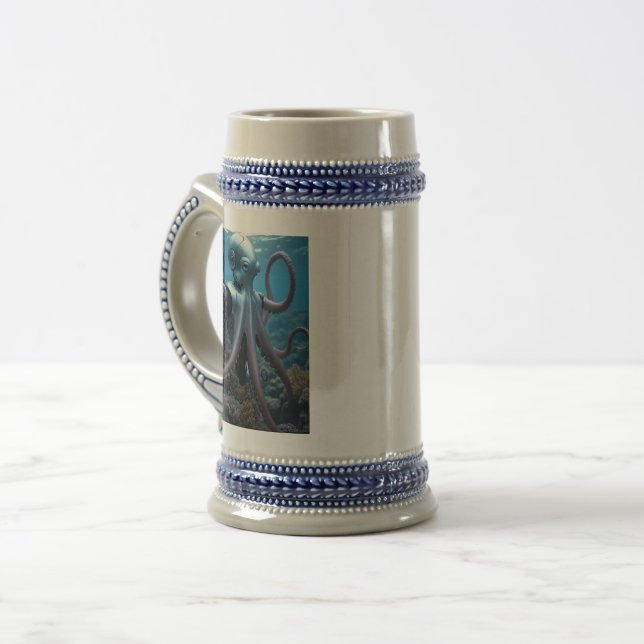 Cyber Octopus blue stein 2 Bierglas (Vorderseite Links)