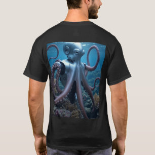 Cyber Octopus Männer Schwarzer T - Shirt zurück