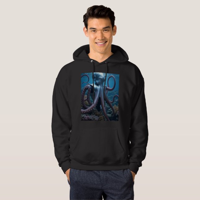 Cyber Octopus men Schwarz-Kapuzenpullover Hoodie (Vorne ganz)