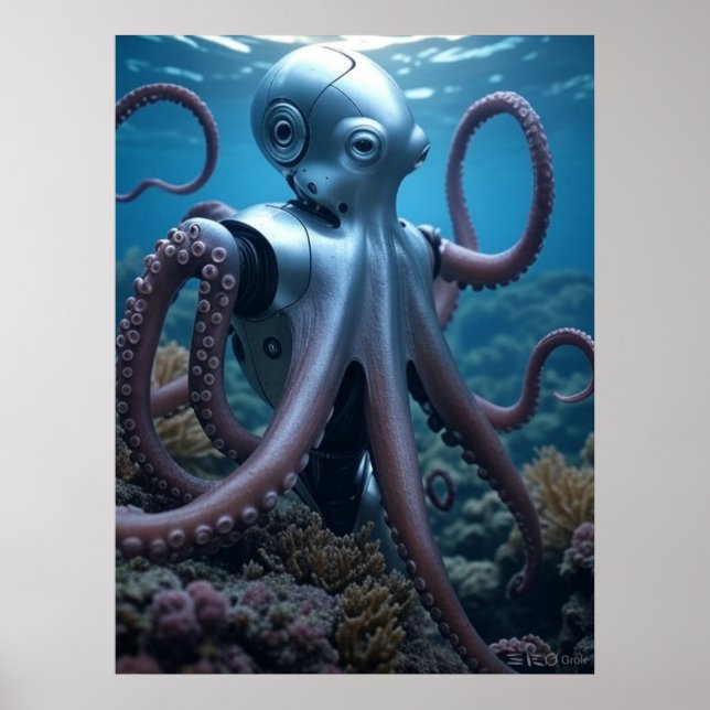 Cyber Octopus Wertposter Poster (Vorne)