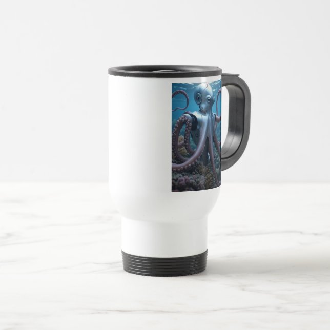 Cyber Octopus white travel mug auf zwei Seiten Reisebecher (VorderseiteRechts)