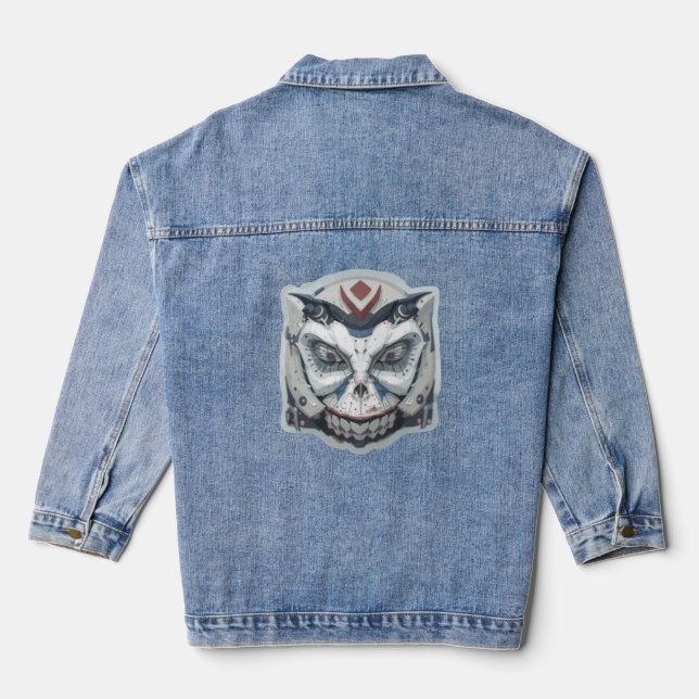 Cyber Oni: Das Mecha-Dämonengesicht Jeansjacke (Rückseite)