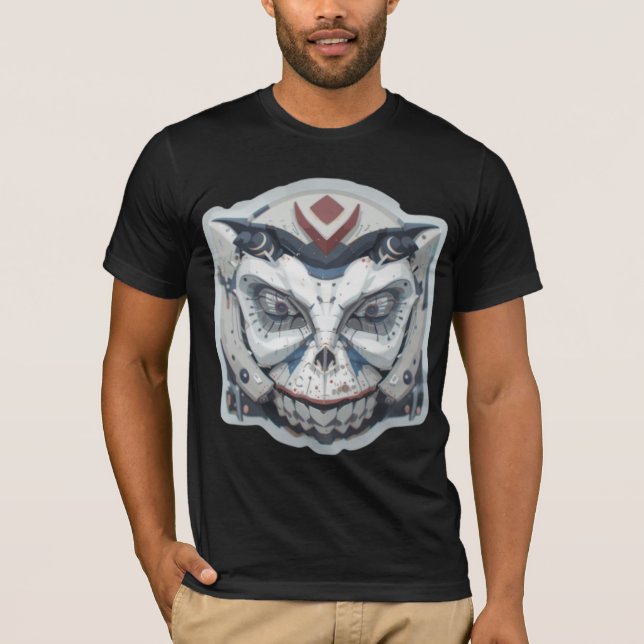 Cyber Oni: Das Mecha-Dämonengesicht T-Shirt (Vorderseite)