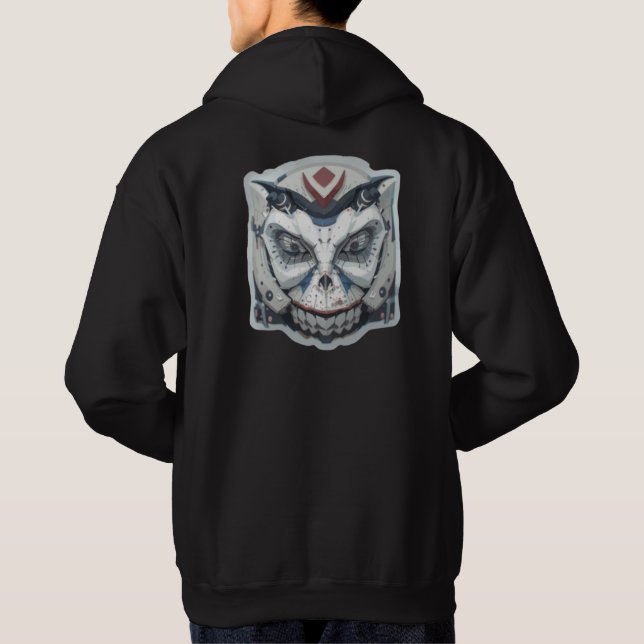 Cyber Oni: Das Mechademonengesicht Hoodie (Rückseite)