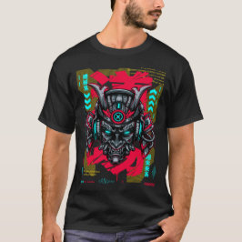 Cyber Oni Mask - Japanese Techwear Gold Edition T-Shirt