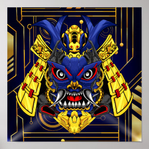 Cyber Oni Mask Poster