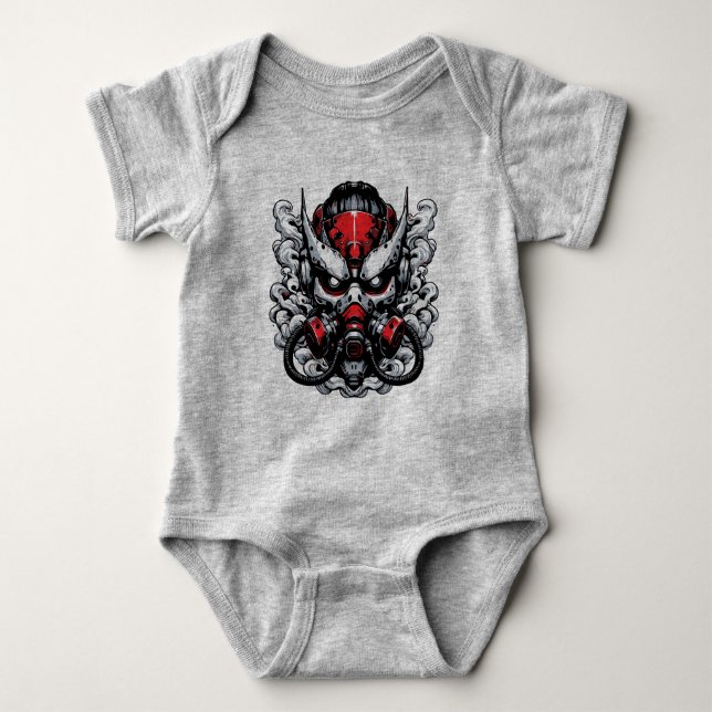 Cyber Oni: Rauchermaske Baby Strampler (Vorderseite)