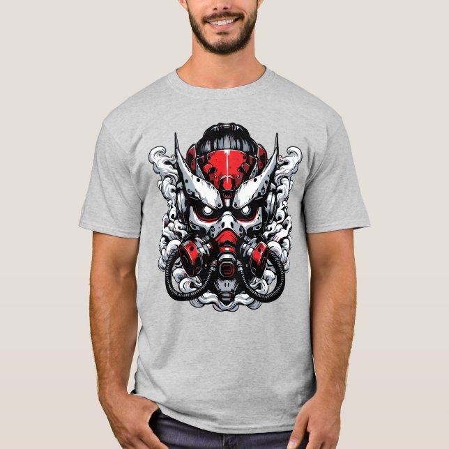 Cyber Oni: Rauchermaske T-Shirt (Vorderseite)