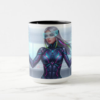 Cyber Oracle Tasse – Futuristische Tech Anime Mädc