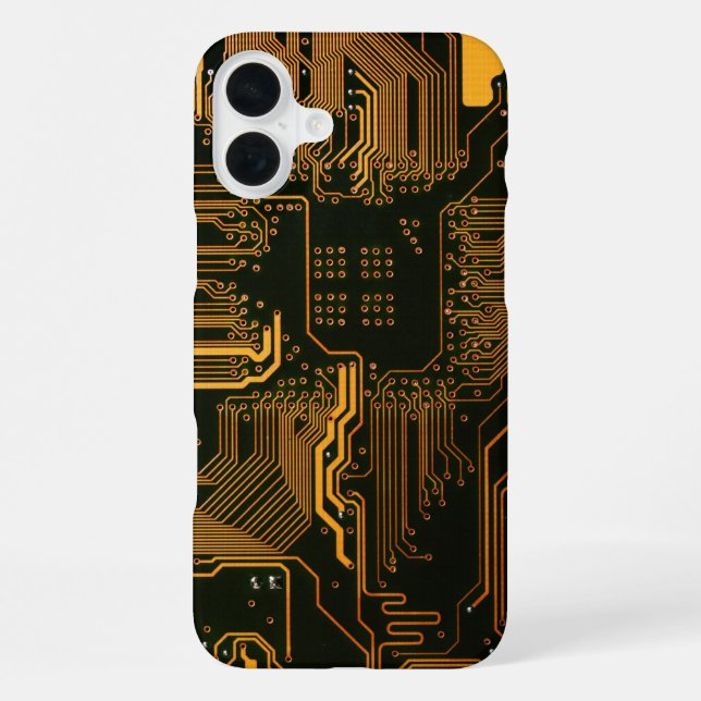 Cyber Orange PCB-Schaltplan Kunst iPhone Hülle (Rückseite)